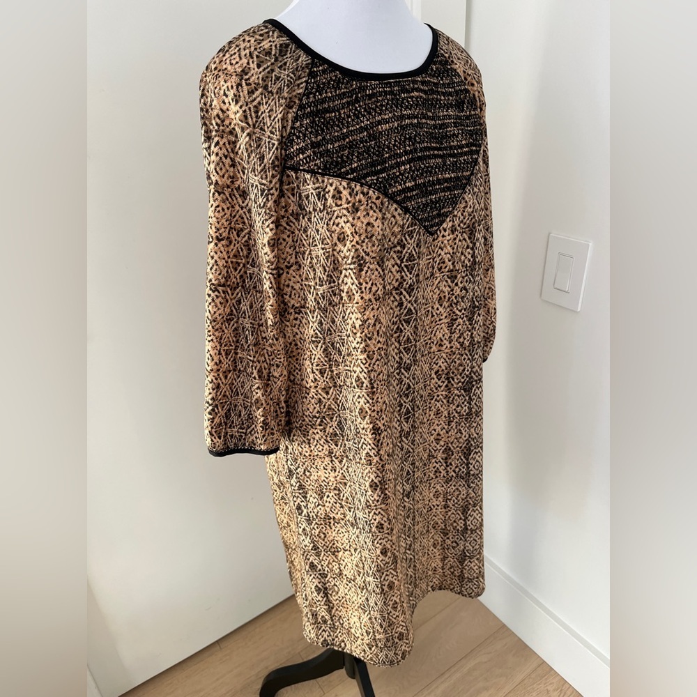MAISON SCOTCH Shift Dress Boho Chic Embroidered Detail Geometric Tribal Pattern